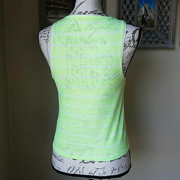 Bershka Neon Yellow Tie Front Top Size S - Picture 3 of 8